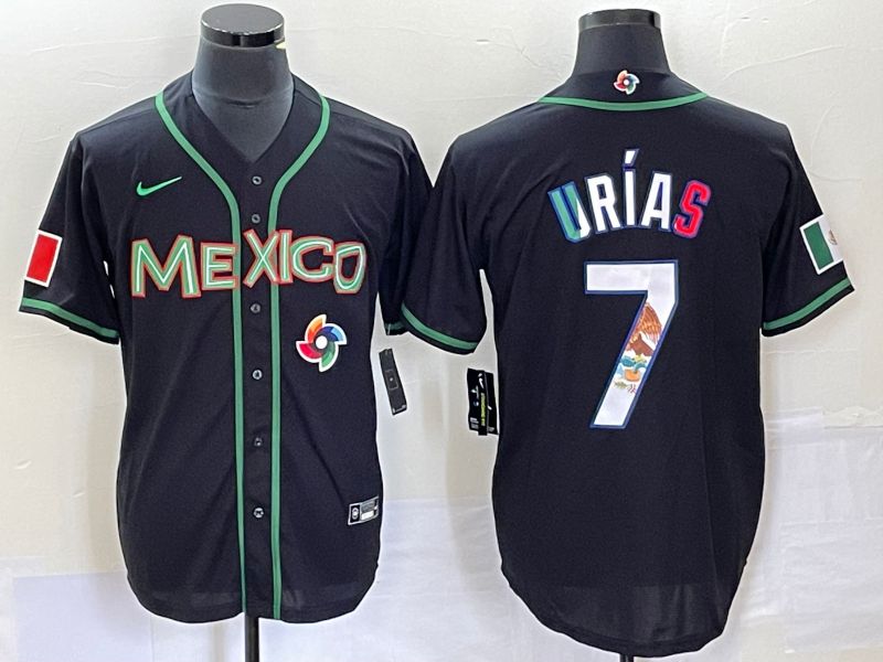 Men 2023 World Cub Mexico #7 Urias Black white Nike MLB Jersey13